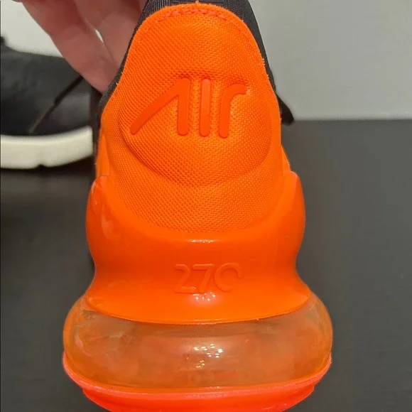 Nike Air Max 270 Black and Orange Athletic Shoes - Picture 9 of 15